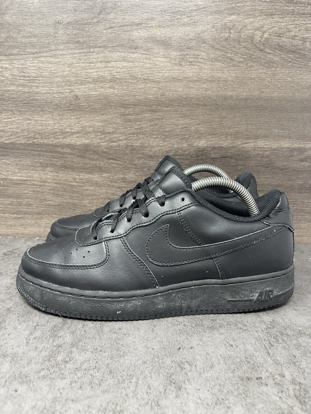 Nike Air Force 1 Low Black Size 7Y Kids Triple Black Leather 314192-009